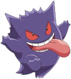 an angry looking purple creature with red eyes