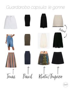 Gonne di jeans, pencil, a ruota o trapezio per il guardarona capsula #skirts #mini #midi #long Blogger