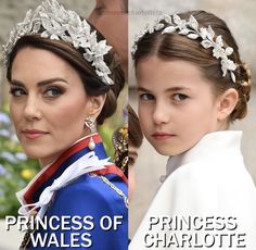 two pictures of the same woman wearing tiaras