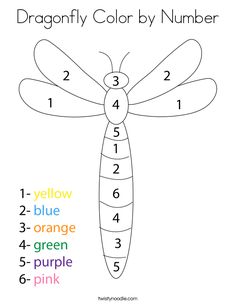 the dragonfly color by number worksheet for kids to learn numbers and colors