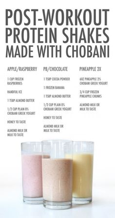 an advertisement for post - workout protein shakes made with chobani