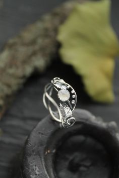 Leaf Ring Silver Botanical Jewelry Plant Ring - Etsy Elven Jewelry Rings, Hand Forged Sterling Silver Moonstone Ring, Untreated Sterling Silver Moonstone Ring For Anniversary, Wedding Silver Ring With Natural Inclusions, Nature-inspired Moonstone Wedding Ring, Nature-inspired Silver Ring Stamped 925, Nature-inspired Sterling Silver Ring Stamped 925, Elegant Silver Leaf Shaped Ring, Nature-inspired Sterling Silver Ring