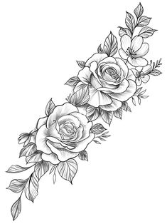 a black and white rose tattoo design