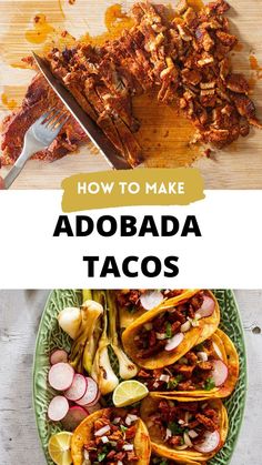 how to make adobada tacos on a plate with the title above it