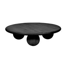 a black table with three wheels on the top and one wheel attached to it's base