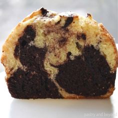 a piece of chocolate swirl cake on a plate