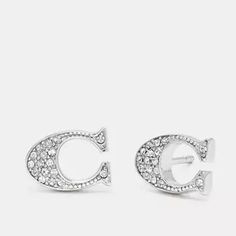 Coach Signature Stud Earrings New In Packaging Style Number F29824 Measurements Length: 0.5" Height: 0.25" Materials Plated Brass Xoxo Jewelry, Coach Earrings, Christmas Lists, Coach Fashion, Diamond Bar Necklace, Coach Jewelry, Fancy Earrings, School Dance, Girly Accessories