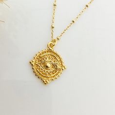 Gold Evil Eye Necklace, Greek Eye, Festival Necklace, Eye Of Ra, Gold Disc Necklace, Evil Eye Necklace Gold, Protection Jewelry, Detailed Necklace, Dragon Necklace