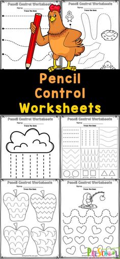 the printable worksheet for preschool to learn how to draw and color with pencils