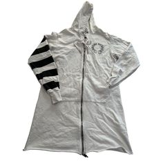 Excellent Preowned Condition L1-0624 Product Details Full Zipper Front Hooded With Drawstring Long Sleeves Hoodie Dress Size: Womens S Heart Top, Chrome Hearts, Long Hoodie, Bella Hadid, Hoodie Dress, Front Zipper, Long Sleeve Hoodie, Parka, White And Black