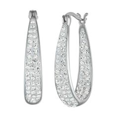 Prepare to dazzle when you wear these eye-catching Chrystina inside-out crystal hoop earrings. EARRING DETAILS Length: 1.18 in. Backings: click-it Metal: brass Finish: polished Additional details: crystal accents Packaging: boxed Size: One Size. Color: White. Gender: female. Age Group: adult. Material: Plated Brass. Swarovski Crystal Rings, Crystal Hoop Earrings, Geometric Ring, Sterling Silver Hoop Earrings, Sterling Silver Hoops, Crystal Rings, Jewelry Earrings Hoops, Silver Hoops, Silver Hoop Earrings