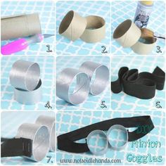 the instructions for how to make an eyeglass holder out of toilet paper and duct tape