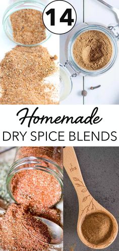 14 Homemade Dry Spice Blends, from allspice to BBQ to Cajun to Pumpkin these Make Your Own Spice Mixes will be all that you need. Fast and Easy. #pantrystaples #spicemix #spiceblend #homemadespice Seasoning Blends, Homemade Pantry