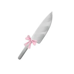 a white knife with a pink bow on it