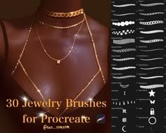 jewelry brushes for procreate and photoshopped in the shape of necklaces