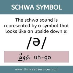 the schwa sound is represented by a symbol that looks like an upside down e