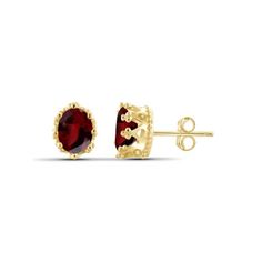 Can't decide on what accessories to wear to your next big event? No matter if it's a cocktail party with your girlfriends or a romantic night out with your sweetie, make a dramatic statement when you don these dazzling garnet earrings. Crafted with a sterling silver base with high-polished rhodium plating, these exquisite jeweled pieces will twinkle and shine on your dainty lobes. A dynamic must-have for your jewelry collection. Size: One Size. Color: Gold. Gender: female. Age Group: adult. Classic Jewelry For Valentine's Day Party, Elegant Party Earrings With Birthstone, Elegant Birthstone Earrings For Parties, Party Earrings With Birthstone, Formal Birthstone Earrings For Valentine's Day, Classic Jewelry For Valentine's Evening, What Accessories To Wear, Crown Earrings, Silver Jewelry Earrings