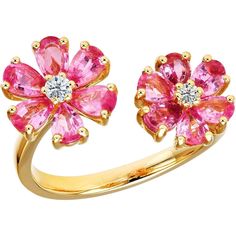 Ruchi New York - Anemone Ring Exquisite Flower Shaped Gemstone Rings, Fine Jewelry Flower-shaped Rings With Rose Cut Diamonds, Elegant Flower-shaped Ruby Promise Ring, Exquisite Sapphire Promise Ring, Elegant Flower Shaped Ruby Promise Ring, Fine Jewelry Gemstone Open Flower Ring, Fine Jewelry Open Flower Ring With Prong Setting, Pink Sapphire Jewelry, Pandora Bracelet Charms Ideas