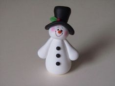 a snowman figurine wearing a top hat