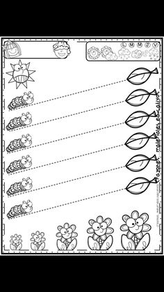 a printable worksheet for children with flowers and leaves on the page, which is