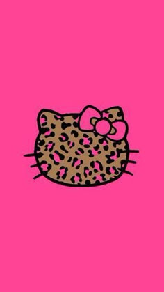 a pink background with an image of a hello kitty face on it's left side