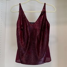 J Brand Tank Top. Burgundy Velvet Wuth Shimmer Top With Sheer Type Back. So Gorgeous And Unique! Dressy ! Size Xs. Tried On But Never Worn Chic Shimmer Sleeveless Tank Top, Party Season Shimmer Tank Top, Elegant Sequined Cami Tank Top, Brown Sleeveless Top With Built-in Bra, Burgundy Tank Top, J Brand, Like New, Velvet, Womens Tops