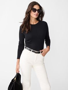 As easy as a tee, our raglan sleeve sweater comes in season spanning stretch knit with tiny golden buttons like built-in jewelry. | J.McLaughlin Women's Jamey Sweater Black, Size Small | Cotton Raglan Sleeve Sweater, J Mclaughlin, Women's Sweaters, Black Solid, Sweater Black, Sleeve Sweater, Raglan Sleeve, Black Sweaters, Solid Black