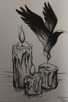 #art#candleart#candle#artline#birds#resim#çizim Drawing Candles Art, Sketchbook Dark Art, Easy But Pretty Drawings, Candle Pencil Drawing, Witch Craft Drawings, Drawing Gothic Art, Fountain Pen Art Drawing, Halloween Drawings Realistic, Drawing Ideas Gothic