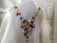 New Item: Candy Colors Bib Necklace by TurtleDoveCreative on Etsy, $45.00 Multicolor Czech Glass Necklaces For Party, Multicolor Glass Necklaces For Party, Multicolor Czech Glass Beaded Necklace For Parties, Party Multicolor Czech Glass Beaded Necklaces, Multicolor Glass Necklace For Party, Multicolor Beaded Necklace For Party, Multicolor Bib Necklaces With Dangling Round Beads, Multicolor Bib Necklace With Round Dangling Beads, Multicolor Bib Necklace With Dangling Round Beads