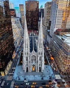 an aerial view of the cathedral in new york city