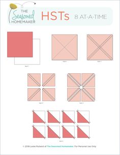 the instructions for how to make an origami house with squares, triangles and other shapes