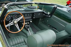 the interior of a classic sports car