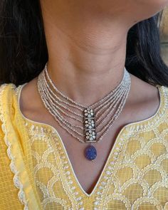 Tanzanite Indian Jewellery, 92.5 Silver Jewellery Indian, Simple Pearl Necklace Indian, Indian Beads Jewellery Design, Pearl Jewellery Designs, Silver Pearl Jewelry, Fancy Jewelry Necklace, Modern Gold Jewelry, Diamond Wedding Jewelry