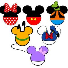 mickey mouse ears and other disney characters are shown in different colors, shapes, and sizes