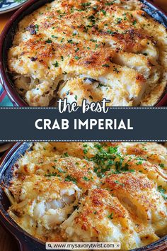 the best crab imperial casserole recipe is made with potatoes and parmesan cheese