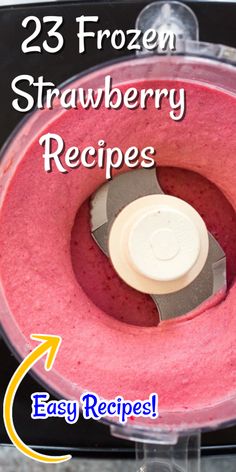 the frozen strawberry recipe is ready to be made in an electric juicer or blender