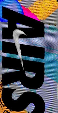 an abstract painting with the letter e on it