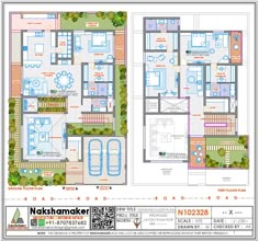 two story house plan with 2 car garages and 3 bedroom apartment on the first floor