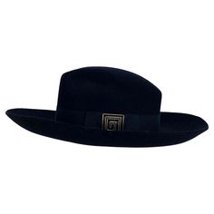 2000s Gianni Versace by Donatella Greek Key Enamel Buckle Wool Wide Brim Hat | From a unique collection of rare vintage Hats at https://www.1stdibs.com/fashion/accessories/hats/. Versace Donatella, Donatella Versace, Vintage Hats, Greek Key, Early 2000s, Gianni Versace, Wide Brimmed Hats, Brim Hat, Wide Brimmed