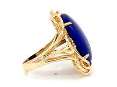 Ring Specifications:Metal: 14k Yellow GoldTotal Weight: 9.6 GramsGemstone: Lapis LazuliLapis Lazuli Measurements: ~20.8 mm x 15.2 mm x 5.5 mmDiamond Count: 4Diamond Color: G-HDiamond Carat Weight: 0.08 caratsDiamond Clarity: VSRing Size: 6.5 (resizable)Stamped: "14K"Condition: Preowned, excellent100% Authentic. Please ask all questions before bidding or making a best offer. International Bidders please contact us before bidding for shipping availability and charges. Formal 14k Gold Sapphire Ring With Oval Cabochon, Formal Oval Cabochon Ring, Elegant Blue Oval Cabochon Signet Ring, Formal 14k Gold Oval Opal Ring, Oval Blue Signet Ring In 14k Gold, Blue 14k Gold Oval Cabochon Rings, 14k Gold Blue Oval Cabochon Rings, Oval Blue Opal Ring In 14k Gold, Classic Jewelry Pieces