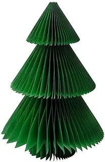 a green paper christmas tree on a white background