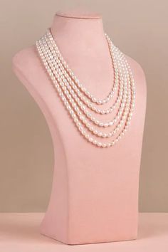 Shop for Anaash Pearl Layered Contemporary Necklace Online at Aza Fashions Pearl Layered Necklace, Rice Pearl Necklace, Palm Cuff, Pink Baroque, Pearl Embellishment, Contemporary Necklace, Hand Accessories, Greek Jewelry, Pink Necklace