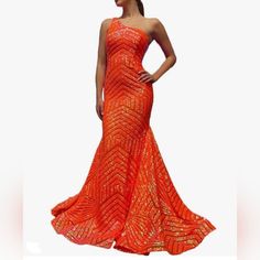 Orange Sequin Mermaid One Should Dress. Size 2. Brand New And Never Worn. Sequin Mermaid Hem Dress For Prom Season, Sequin Mermaid Hem Dress For Prom, Mermaid Dress For Gala Party Season, Mermaid Dress For Gala And Party Season, Orange Dresses For Party During Prom Season, Mermaid Prom Dress For Party Season, Mermaid Gala Dresses For Prom Season, Sequin Mermaid Hem Maxi Dress For Party Season, Sequin Fishtail Dress For Prom Season