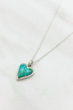 Turquoise and Sterling Silver Heart Necklace Turquoise Heart Charm Jewelry, Blue Turquoise Heart Pendant Necklace, Turquoise Heart Necklace Perfect As Gift, Turquoise Heart Necklace For Gift, Elegant Heart-shaped Turquoise Necklace, Turquoise Pendant Necklace With Heart Charm, Turquoise Heart Charm Pendant Necklace, Turquoise Jewelry With Heart Charm, Turquoise Sterling Silver Heart Pendant Necklace