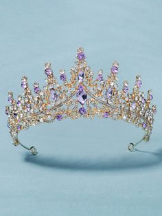 0 Purple Quince, Crystal Crown Tiaras, Quince Decorations, Pretty Quinceanera Dresses, Girls Crown