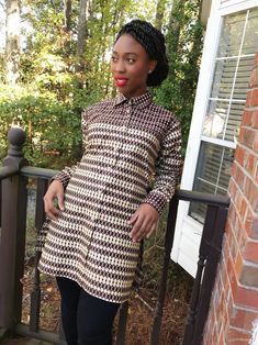 Aveye African Print Shirt Dress (Brown) | Afrilege Casual Blouse For Semi-formal Fall Occasions, Casual Semi-formal Blouse For Fall, Casual Fall Blouse For Semi-formal Occasions, Brown Blouse For Fall Day Out, Brown Blouse For Day Out In Fall, Brown Fall Blouse For Day Out, Collared Brown Blouse For Day Out, Brown Collared Blouse For Day Out, Clothes For Women Summer