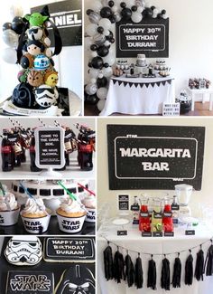 star wars themed birthday party decorations and desserts