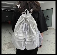 UAKISS - Streetwear Grunge Solid High-capacity Backpacks Y2k Aesthetic Ins Students Vintage Schoolbags Girls Drawstring Retro Canvas Bags Size:30*15*40CM "Size mearsured by ourselves, sometimes has some errors, but always within 3cm." White Harajuku Backpack For Back To School, White Harajuku Style Backpack For Back To School, Back To School Harajuku Style White Backpack, White Harajuku Backpack With Large Capacity, Harajuku Style White Backpack For Travel, White Harajuku Style Backpack For Travel, Harajuku Style White Travel Backpack, White Harajuku Backpack For Daily Use, White Harajuku Style Backpack For Daily Use