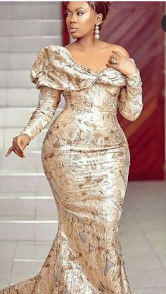 Ankara Lace Styles, Gold Metallic Dress, Damask Dress, Nigerian Lace Styles Dress, Native Dress, Lace Gown Styles, African Wear Dresses, Lace Dress Styles