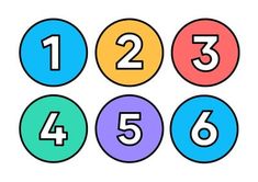 numbers that are colored in the same color as each other, with one number on it